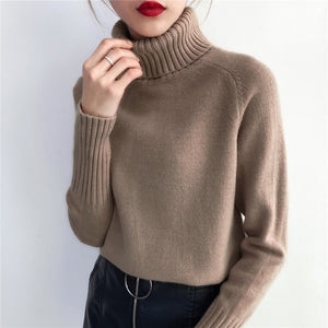 SURMIITRO Cashmere Knitted Sweater Women 2020 Autumn Winter Korean Turtleneck Long Sleeve Pullover Female Jumper Green Knitwear