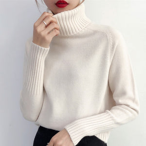 SURMIITRO Cashmere Knitted Sweater Women 2020 Autumn Winter Korean Turtleneck Long Sleeve Pullover Female Jumper Green Knitwear