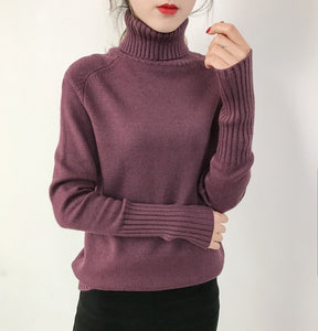 SURMIITRO Cashmere Knitted Sweater Women 2020 Autumn Winter Korean Turtleneck Long Sleeve Pullover Female Jumper Green Knitwear