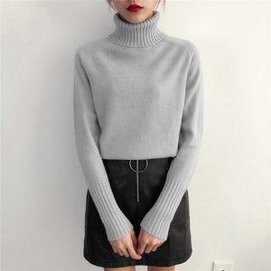 SURMIITRO Cashmere Knitted Sweater Women 2020 Autumn Winter Korean Turtleneck Long Sleeve Pullover Female Jumper Green Knitwear